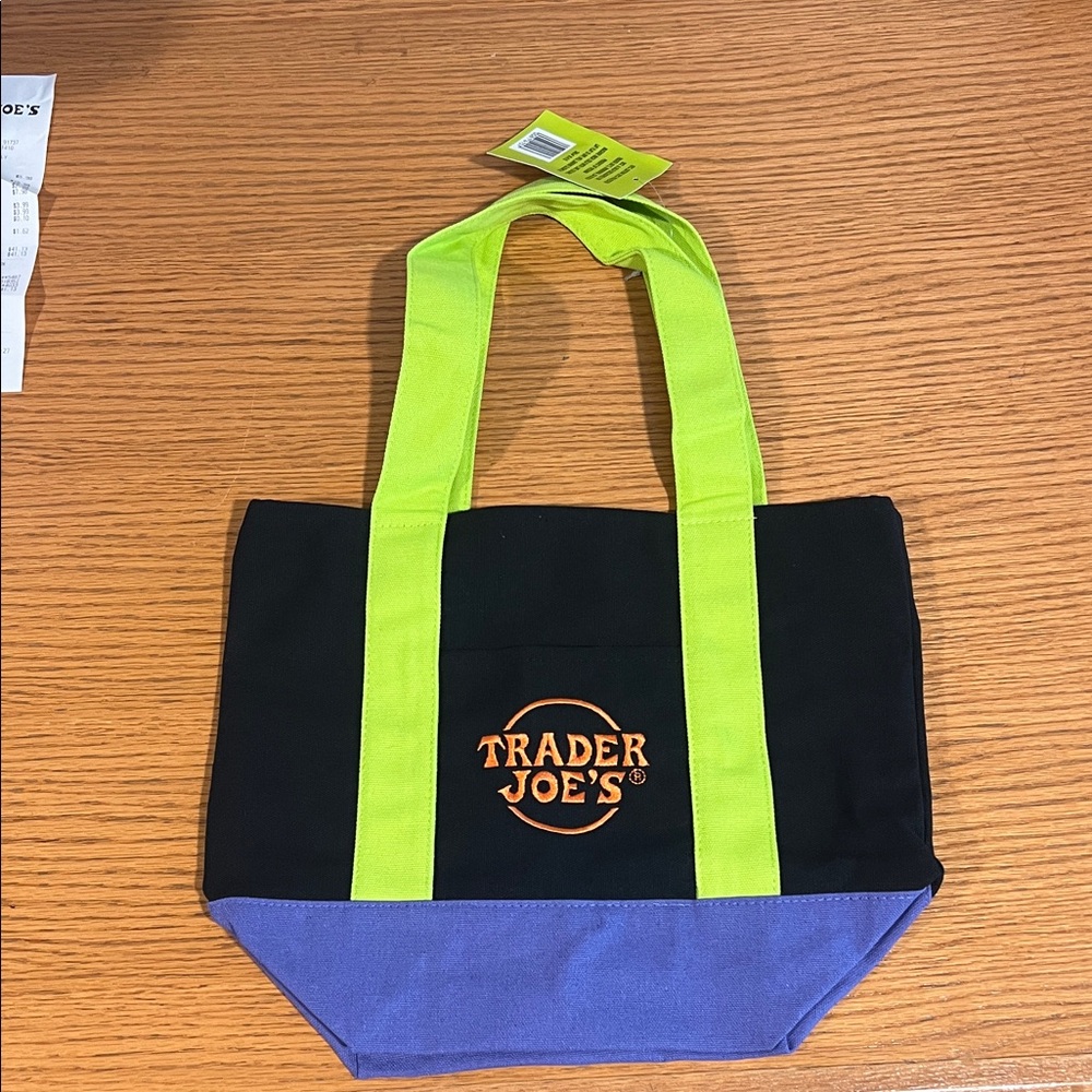 Trader Joe's Black and Purple Tote Bag